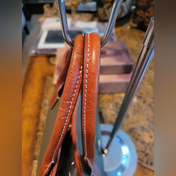 Dooney & Bourke Gray and Red Leather Tote Bag - Picture 5 of 14